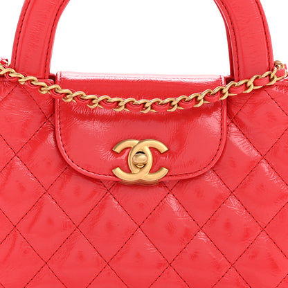 Chanel Shiny Aged Calfskin Quilted Nano Kelly Shopper Red 8 of 12