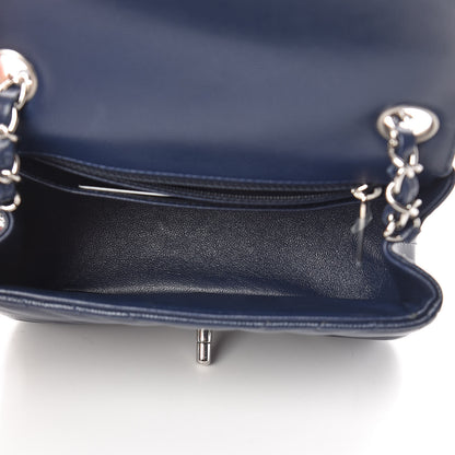 Chanel Caviar Chevron Quilted Mini Square Flap Dark Blue 5 of 11