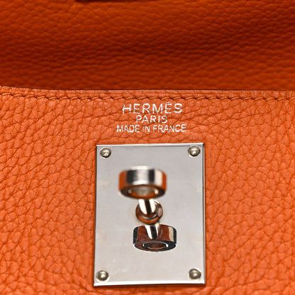 Hermes Taurillon Clemence Shoulder Kelly 40 Orange 5 of 13