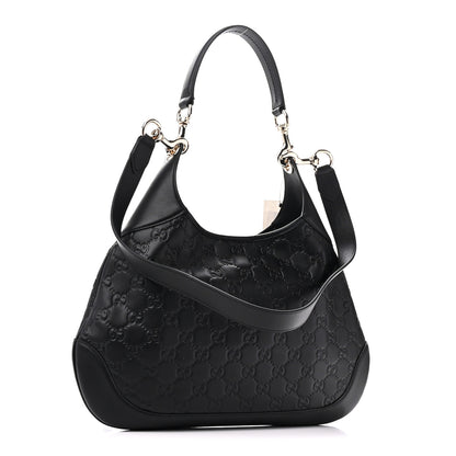 Gucci GG Calfskin Embossed B Medium Shoulder Bag Arabella Black 3 of 10