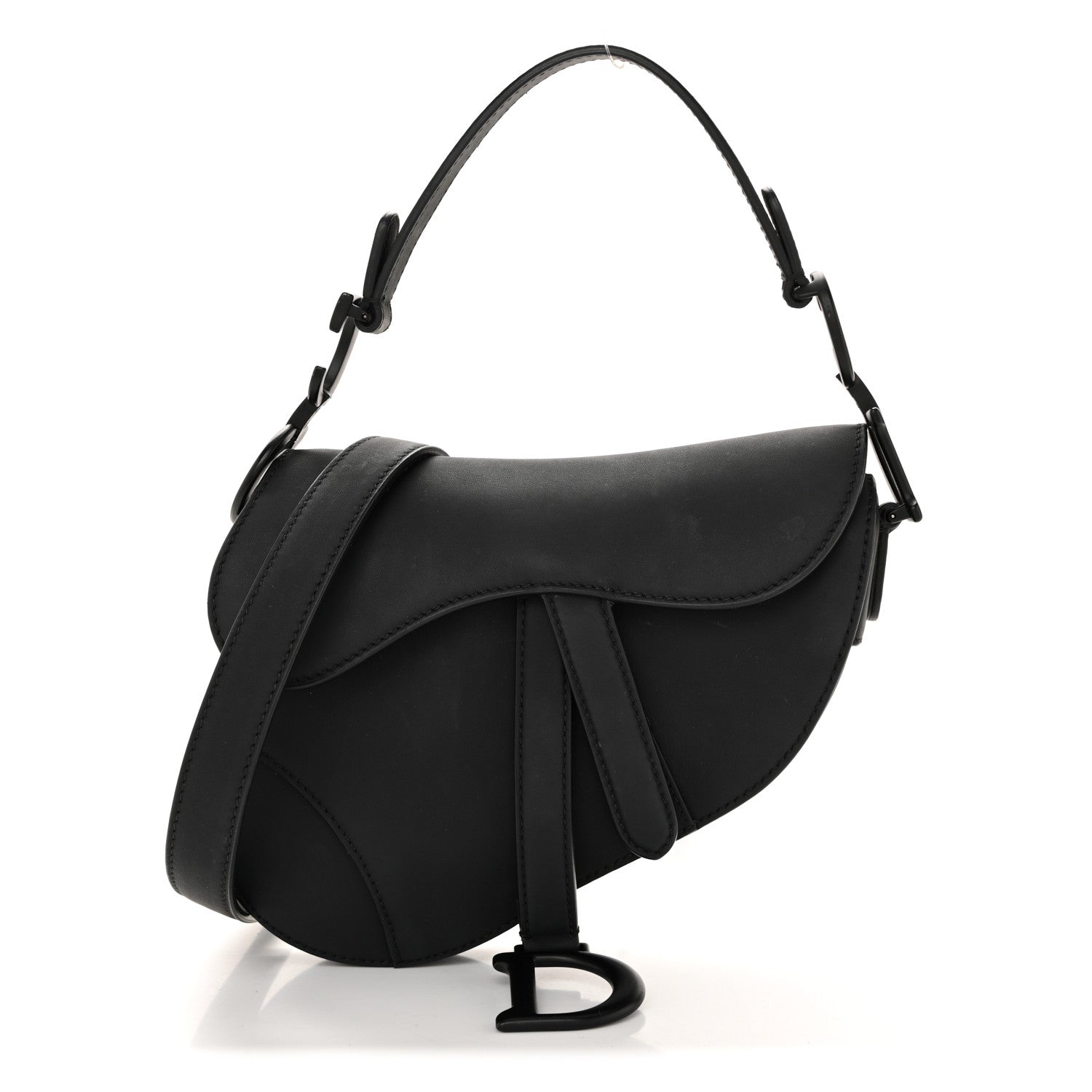 Christian Dior Ultra Matte Calfskin Mini Saddle Bag With Strap Black 1 of 14