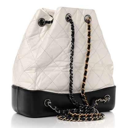 Chanel Aged Calfskin Quilted Small Gabrielle Backpack Black White 3 of 10
