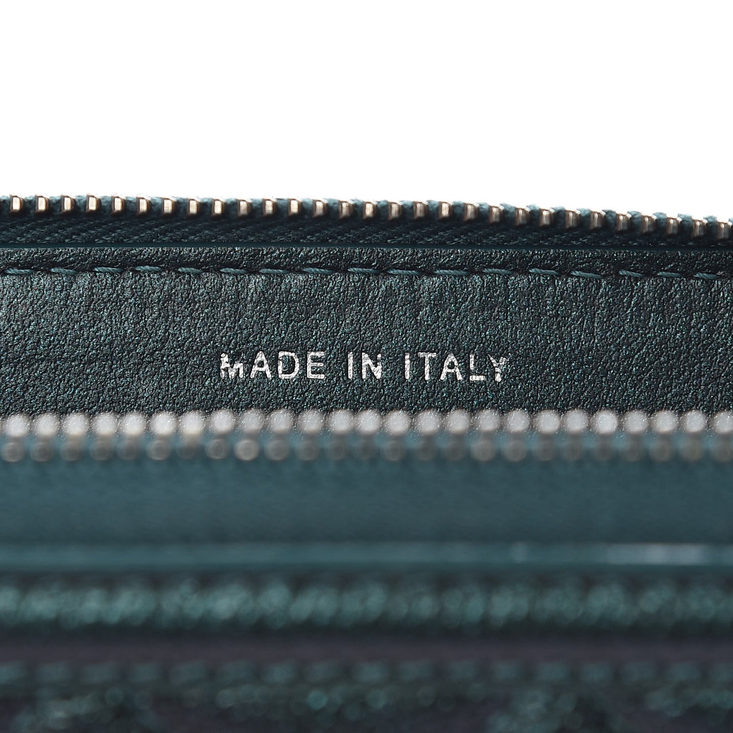 Iridescent Caviar Quilted Medium Filigree Zip Around Wallet Dark Turquoise