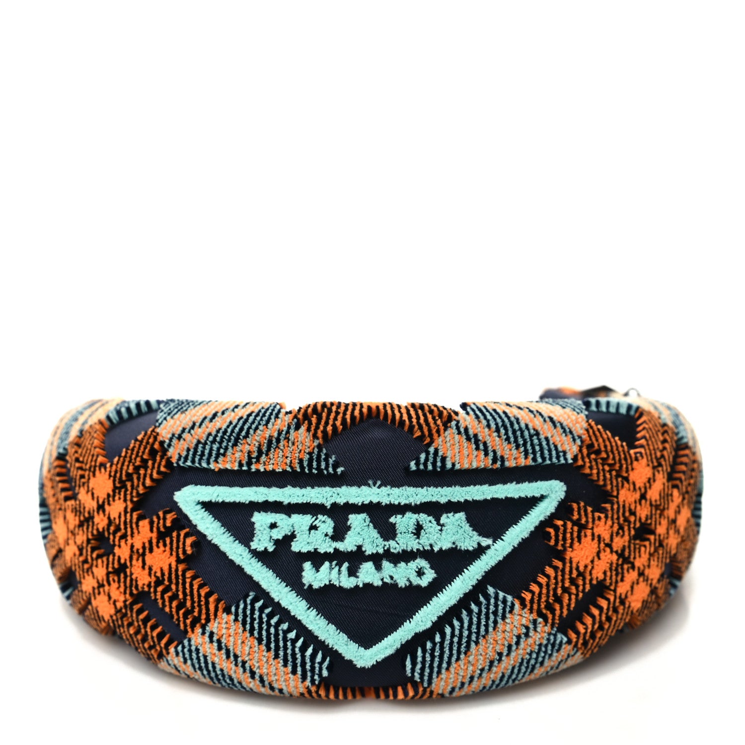 Prada Velvet Nylon Plaid Headband Black Multicolor 3 of 5