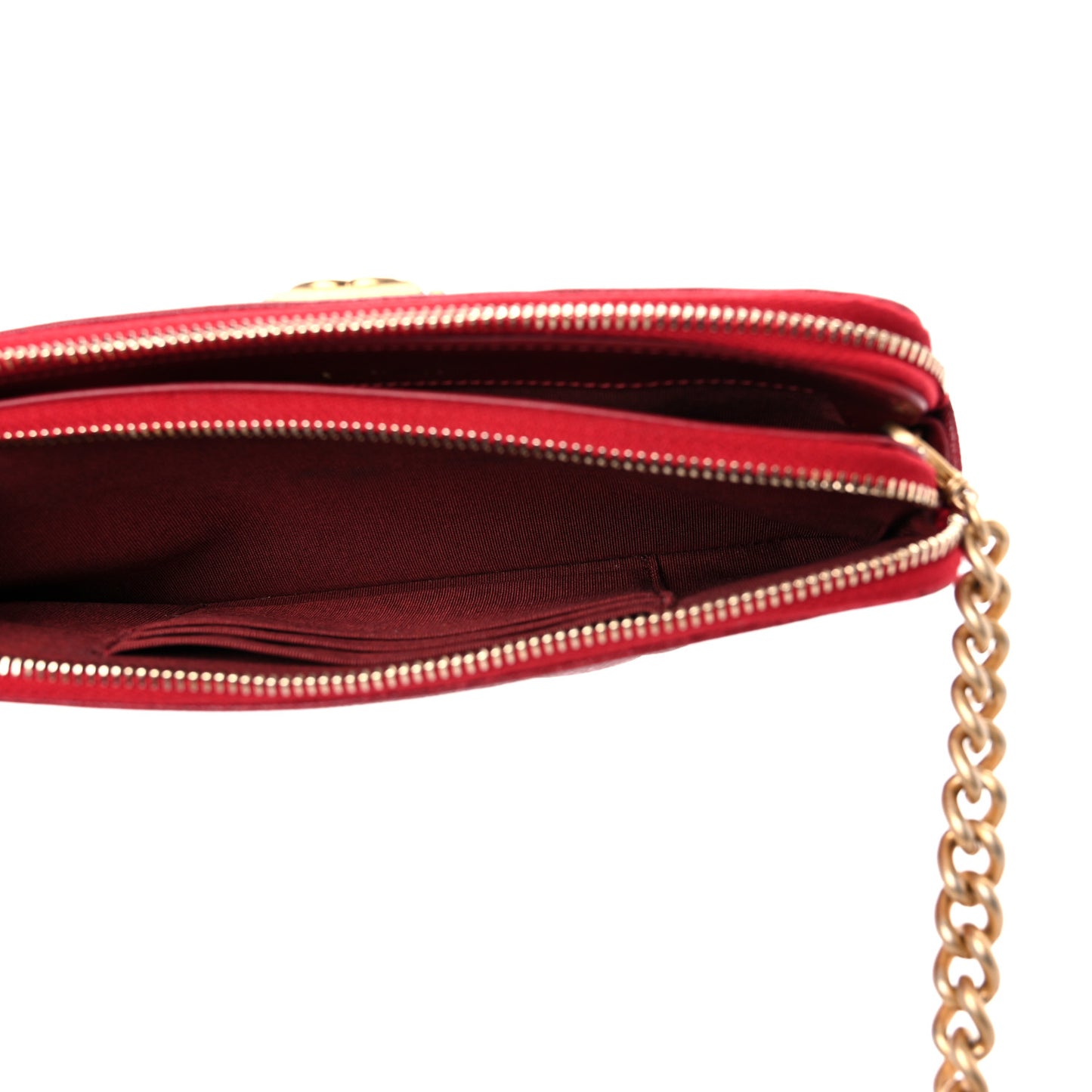 Caviar Quilted Small Boy Clutch With Chain Red