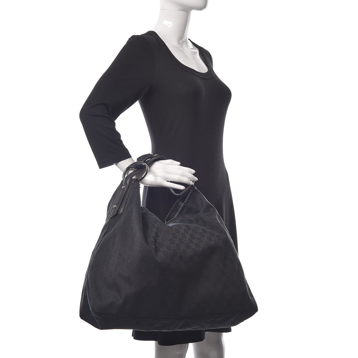 Monogram Large Zebra Horsebit Chain Hobo Black