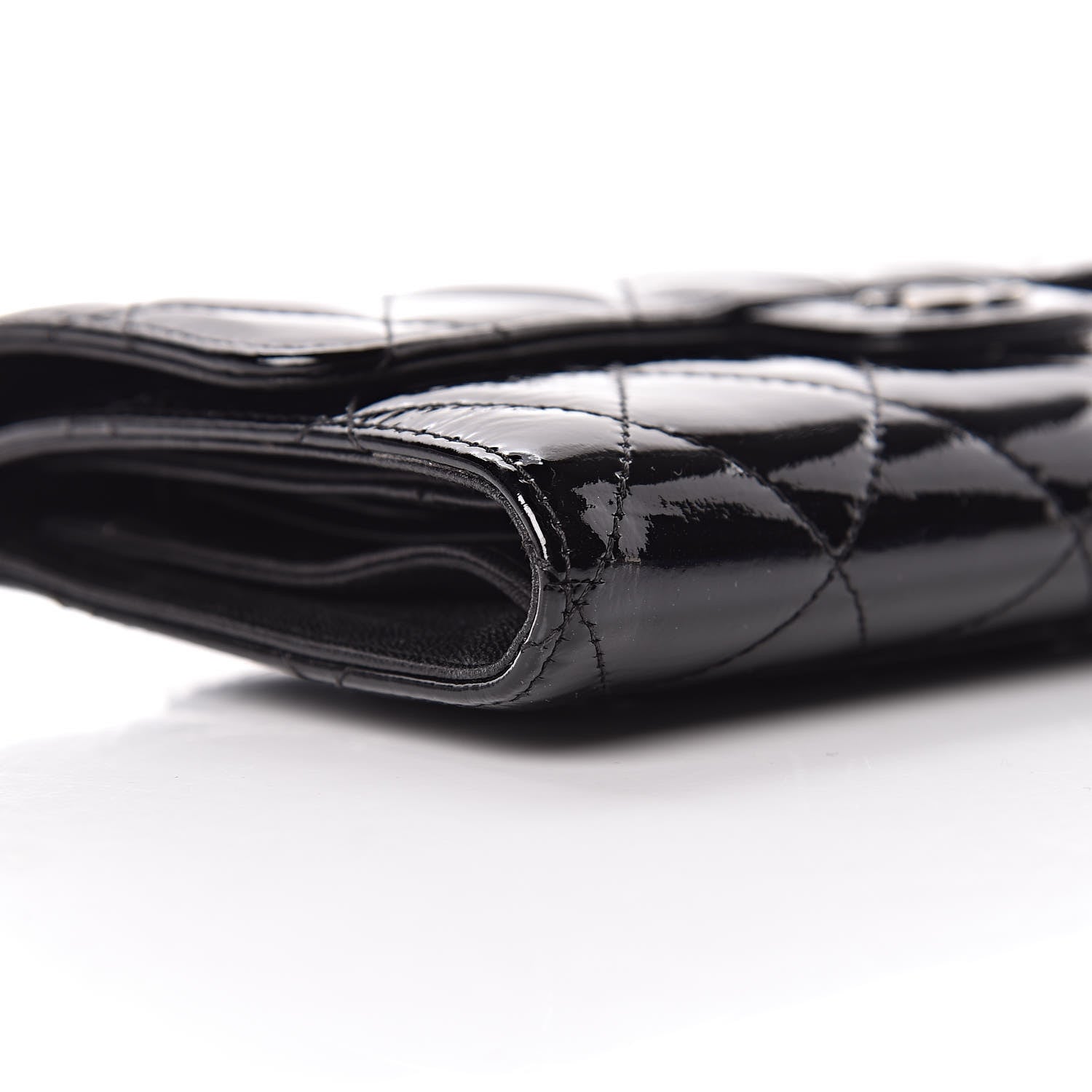 Chanel Patent Quilted Large Flap Wallet Black 9 of 13