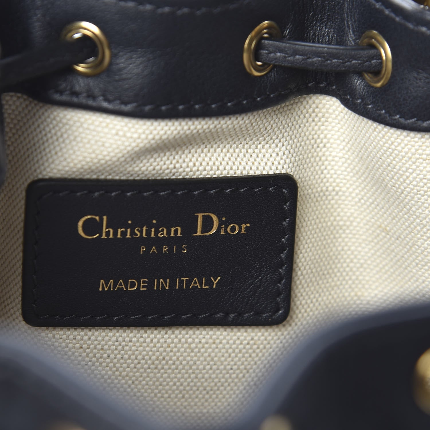 Christian Dior Oblique Drawstring Chain Bucket Bag Blue 7 of 9
