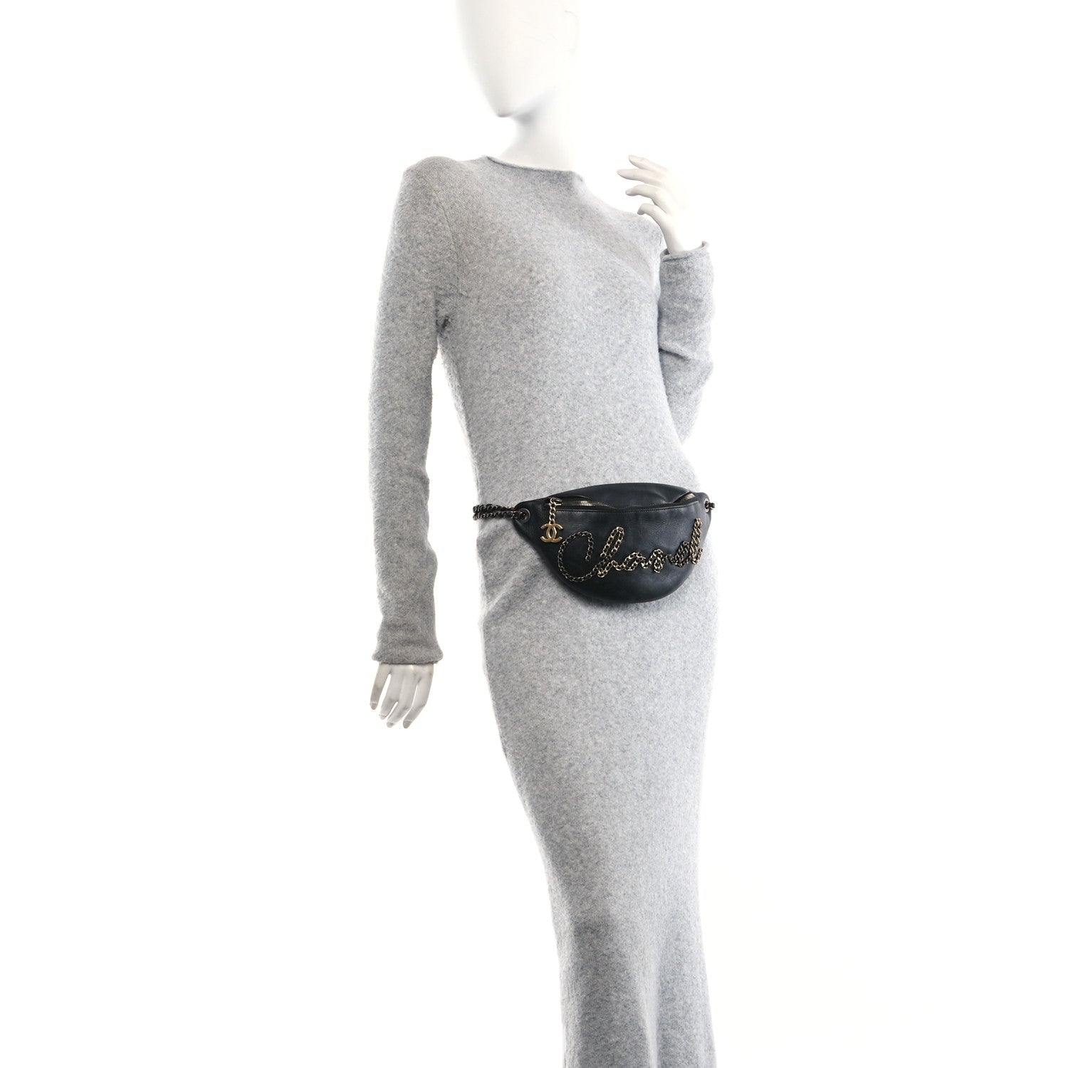 Chanel Calfskin Chain 20s Signe Waist Bag Black 2 of 10