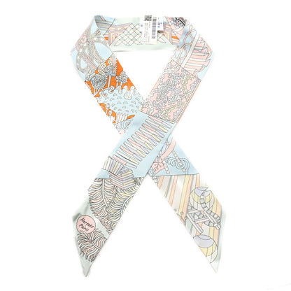 Hermes Silk De l'Ombrelle Aux Duels Twilly Ciel Rose Pale Orange 1 of 3