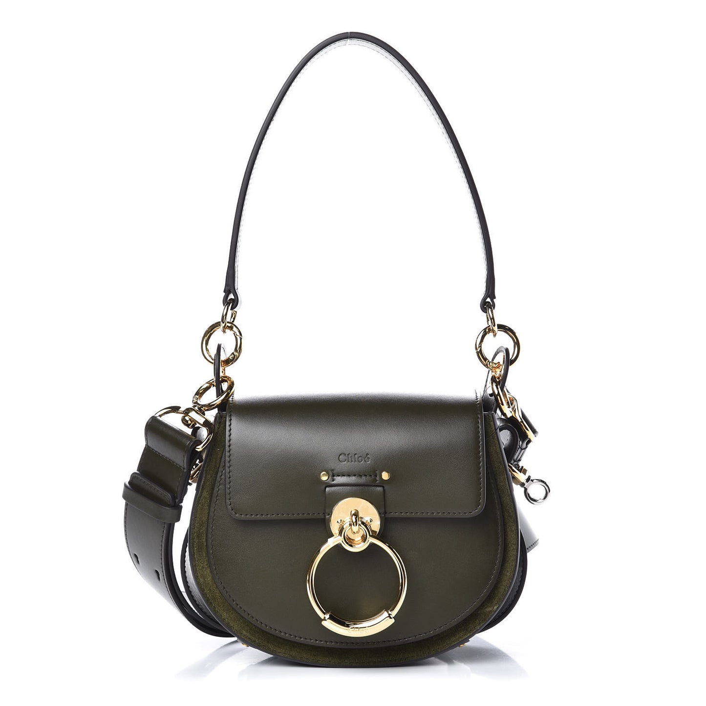 Calfskin Suede Small Tess Bag Deep Forest