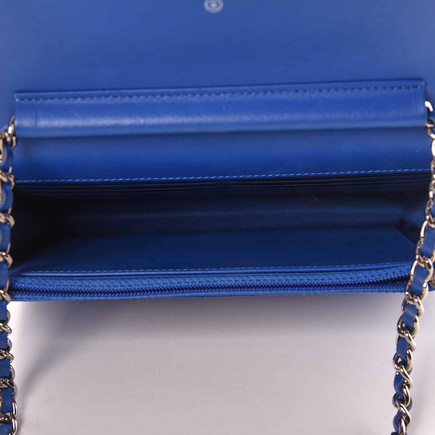 Chanel Patent Calfskin Quilted Boy Wallet On Chain WOC Dark Blue 5 of 12