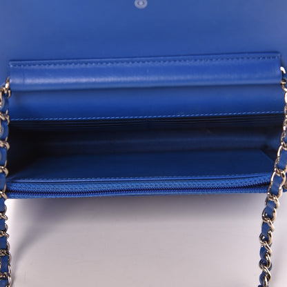 Chanel Patent Calfskin Quilted Boy Wallet On Chain WOC Dark Blue 5 of 12
