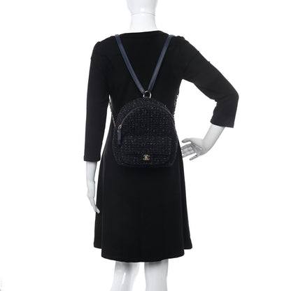 Chanel Tweed Front Pocket Backpack Navy 2 of 8