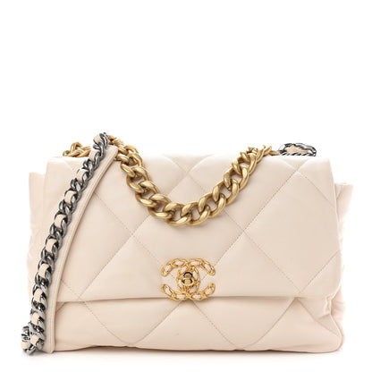 Chanel Lambskin Quilted Large Chanel 19 Flap Beige 1 of 11