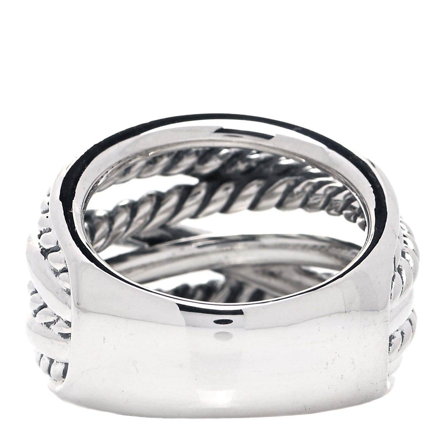 Sterling Silver 18mm Wide Crossover Cable Ring 54 7
