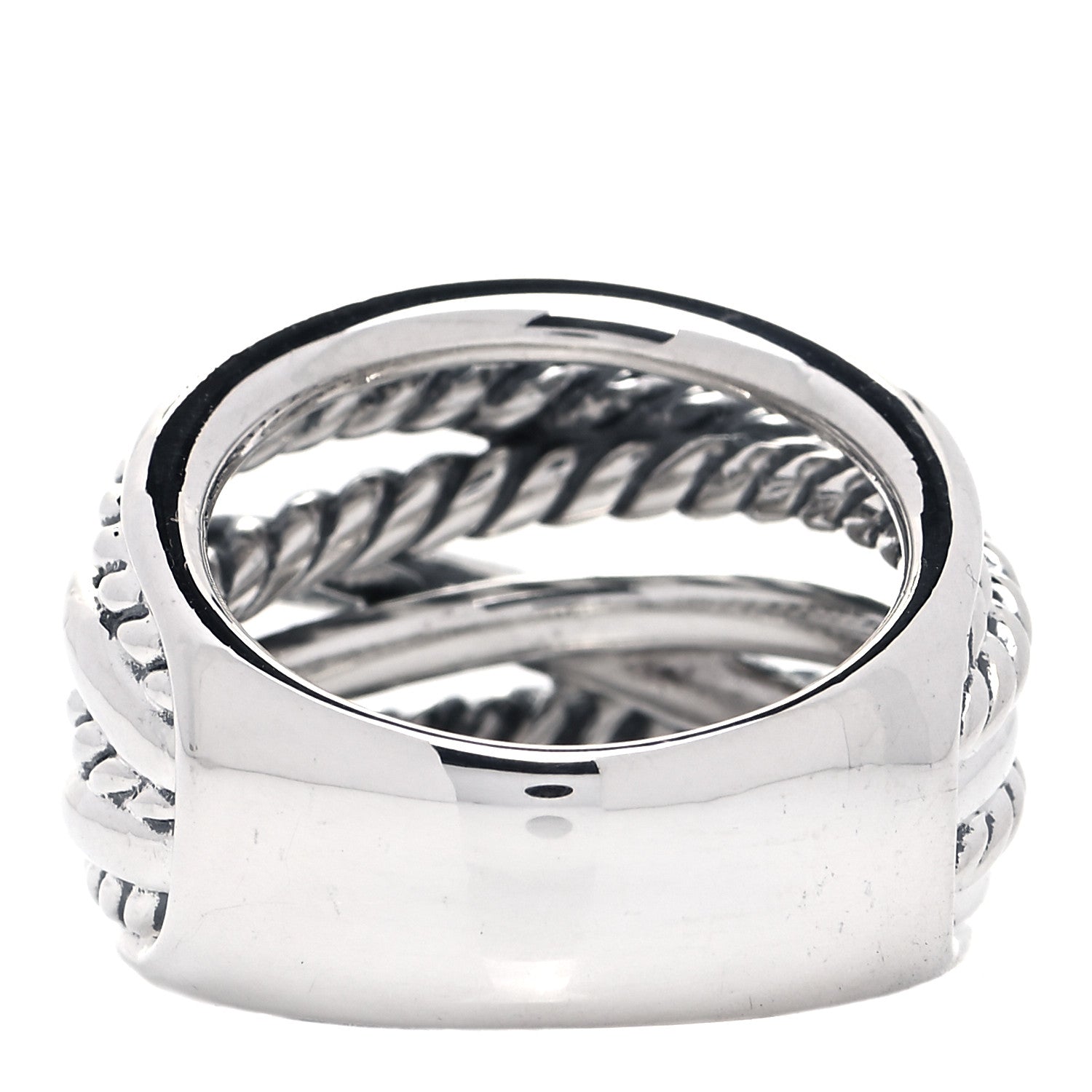 David Yurman Sterling Silver 18mm Wide Crossover Cable Ring 54 7 3 of 4