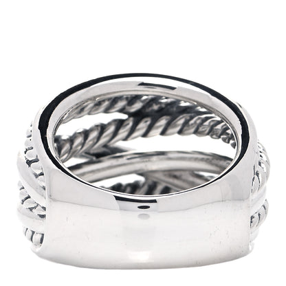 David Yurman Sterling Silver 18mm Wide Crossover Cable Ring 54 7 3 of 4