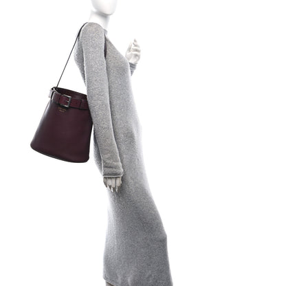 Prada Calfskin Buckle Bucket Bag With Belt Bordeaux 2 of 11