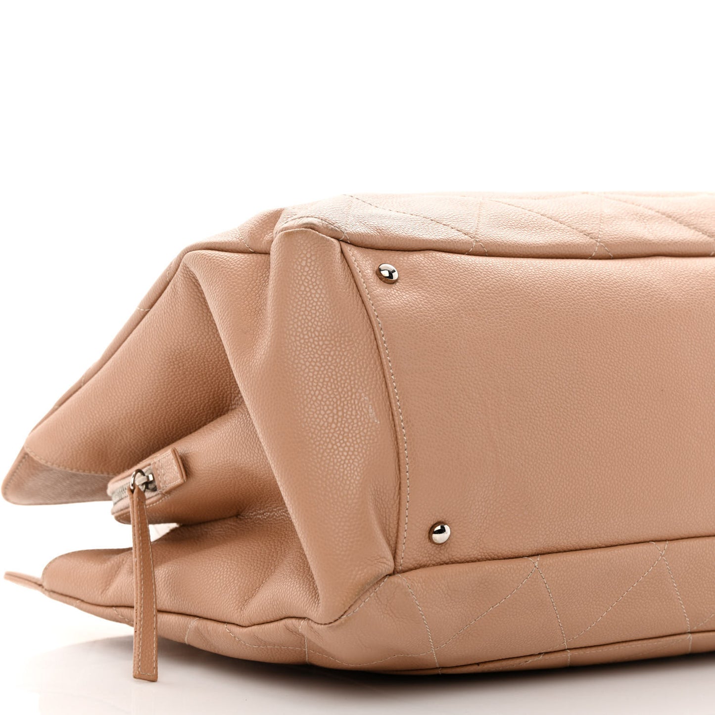 Soft Caviar Quilted Large CC Timeless Tote Beige