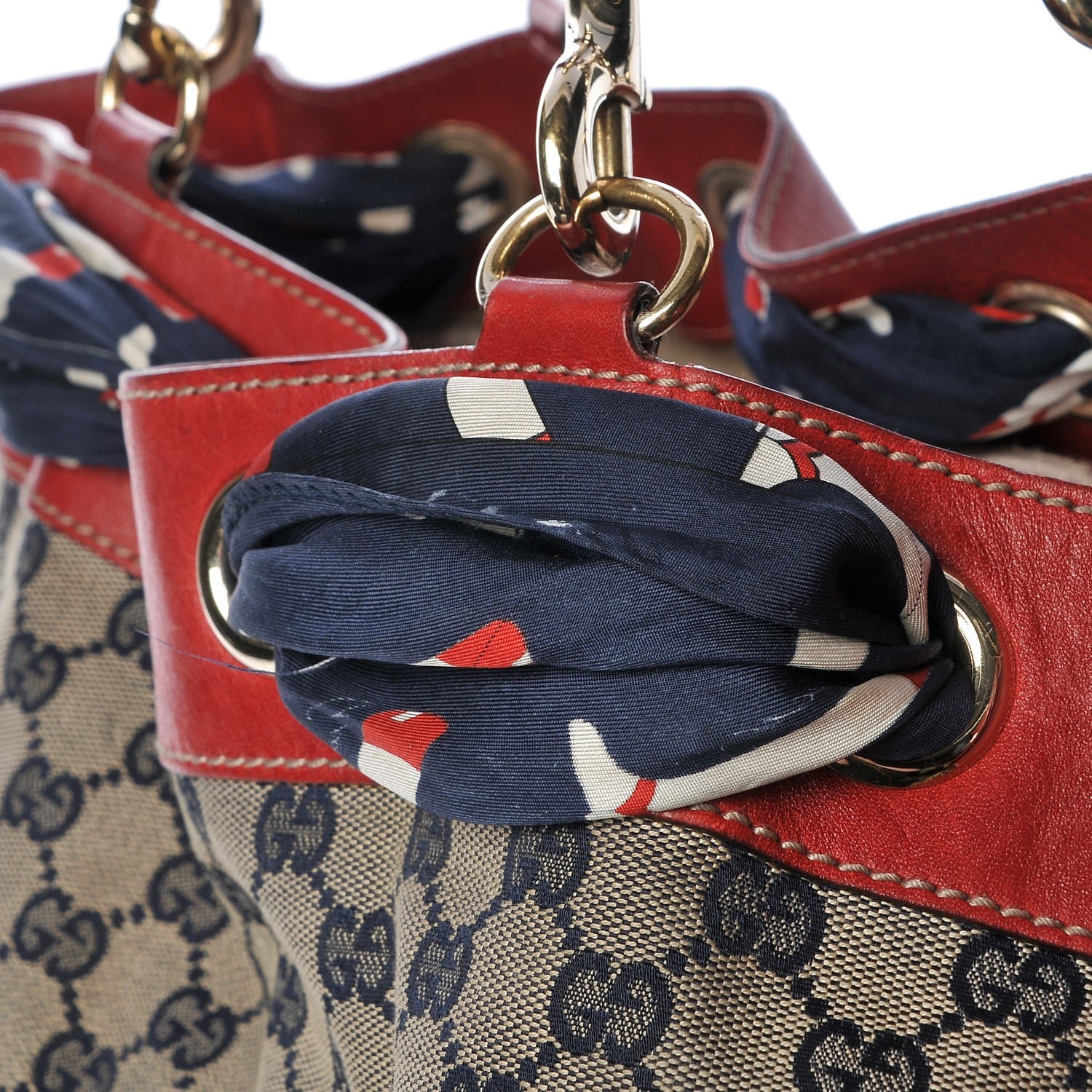 Gucci Monogram Large Positano Tote Navy Red 12 of 17
