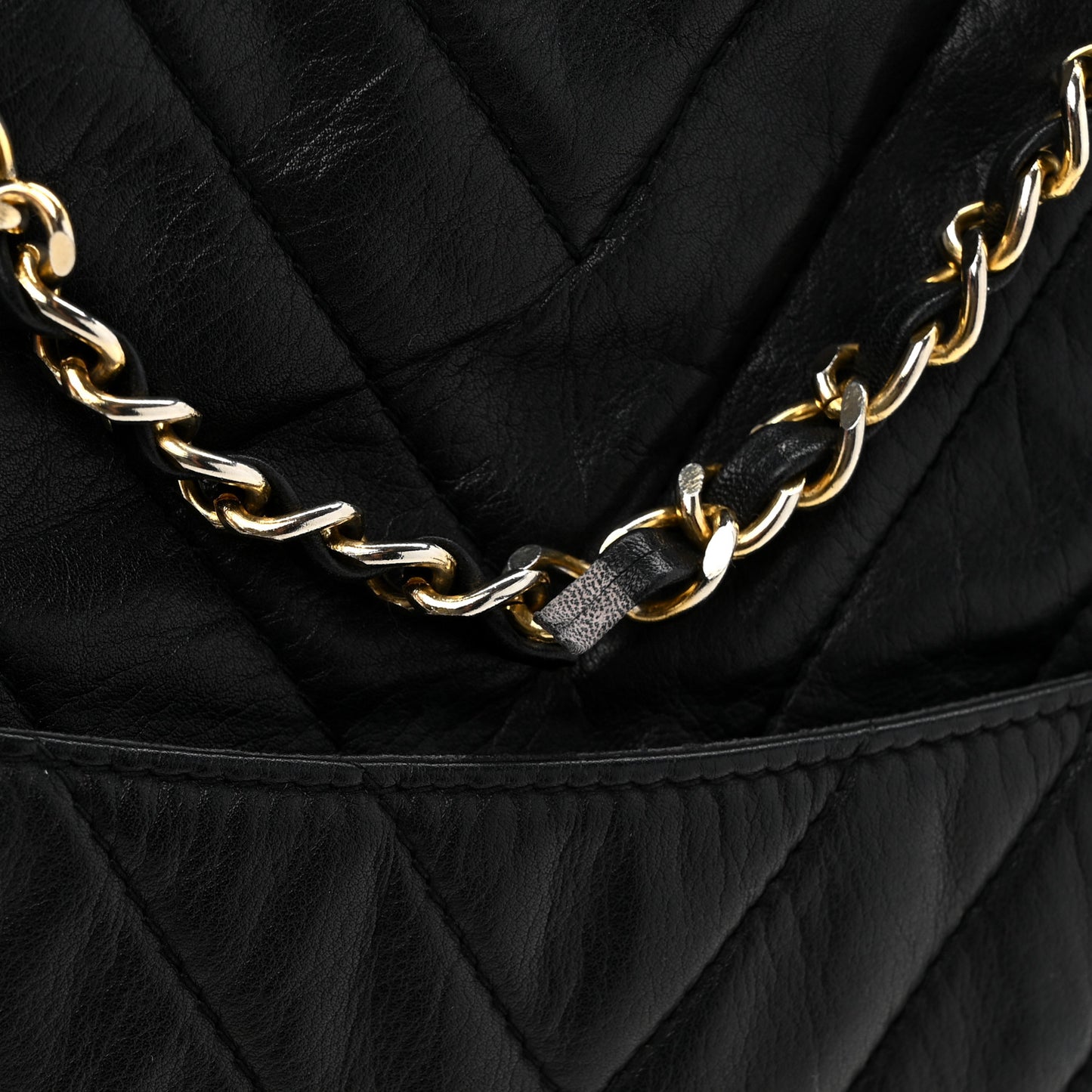 Lambskin Surpique Chevron Small Tote Black
