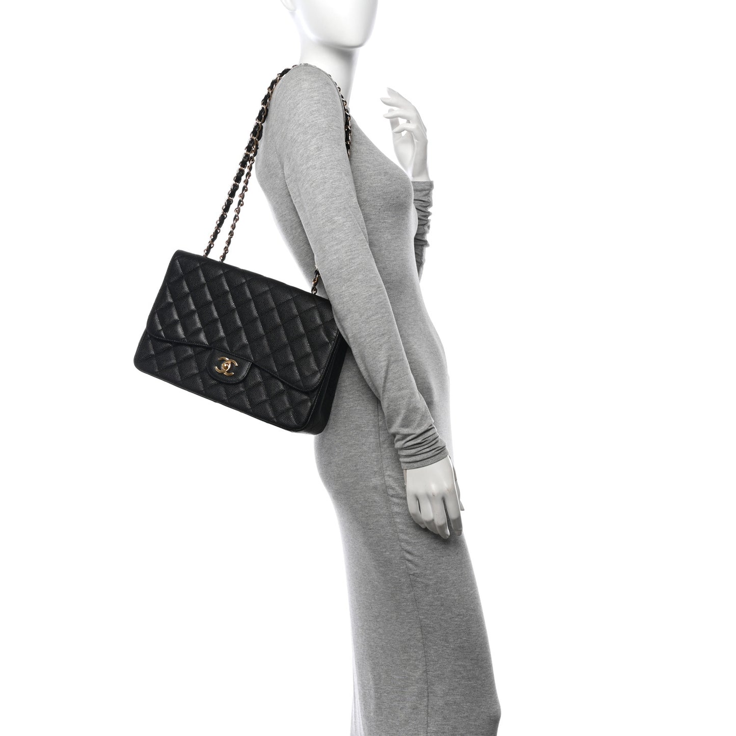 Caviar Quilted Jumbo Single Flap Black