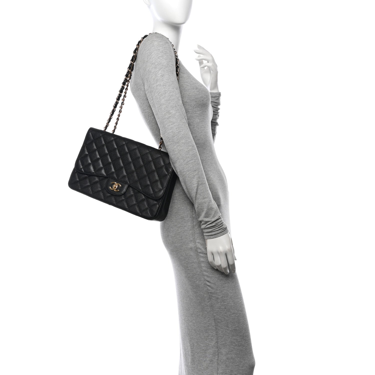 Chanel Caviar Quilted Jumbo Single Flap Black 2 of 10