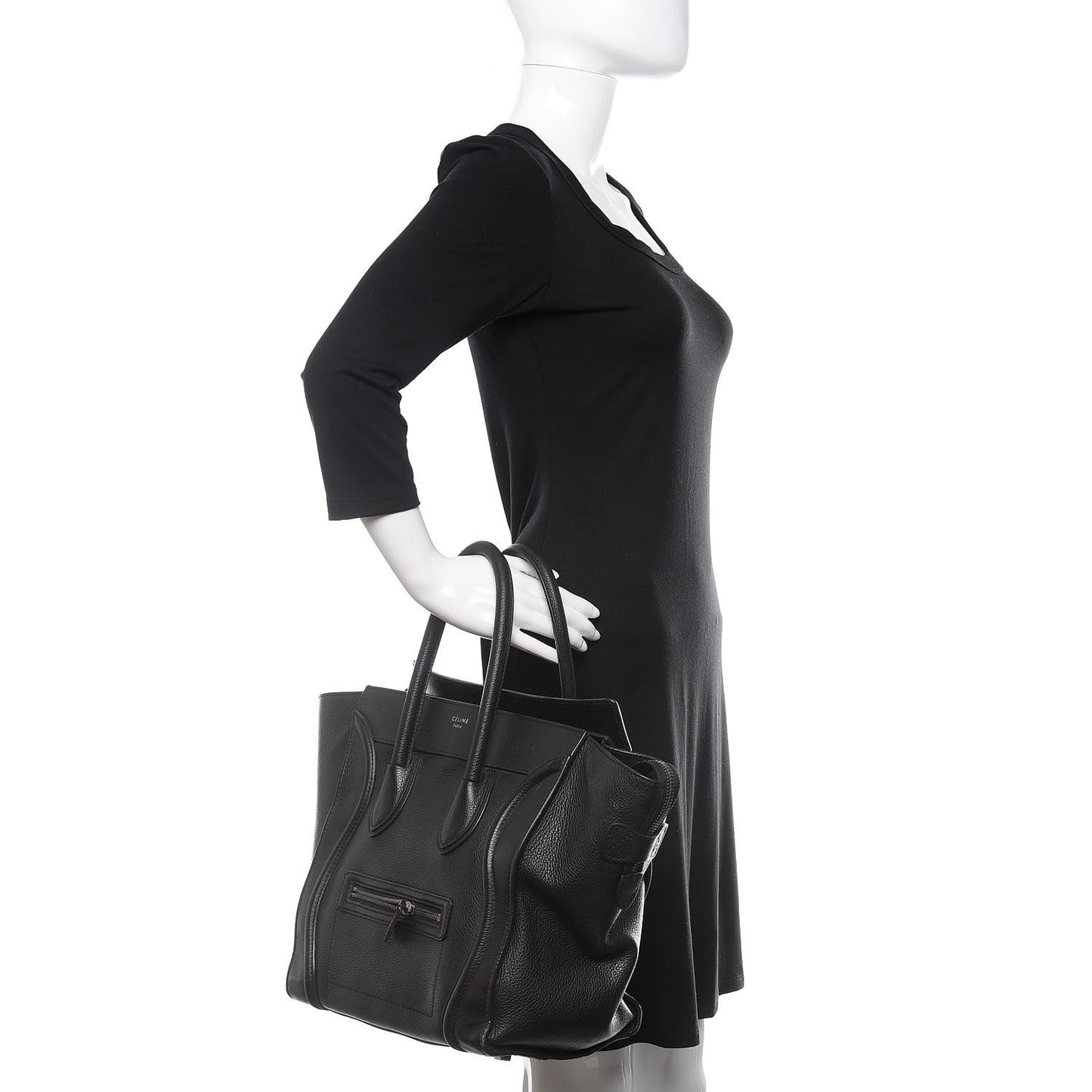 Drummed Calfskin Mini Luggage Black