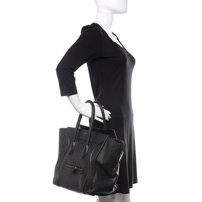 Celine Drummed Calfskin Mini Luggage Black 2 of 10