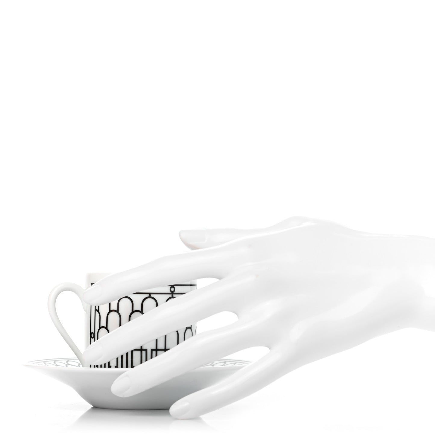 Porcelain H Deco Coffee Cup And Saucer Set Of 2 Black