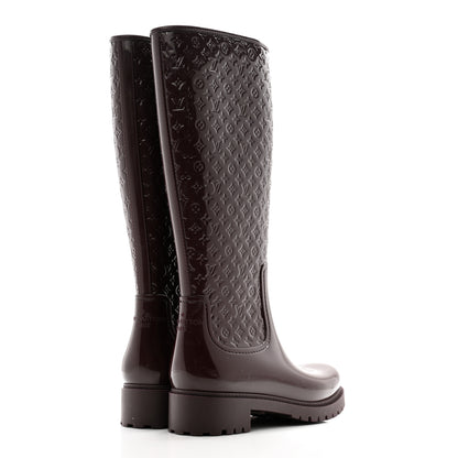 Louis Vuitton Rubber Embossed Monogram Splash Rain Boots 38 Burgundy 4 of 11