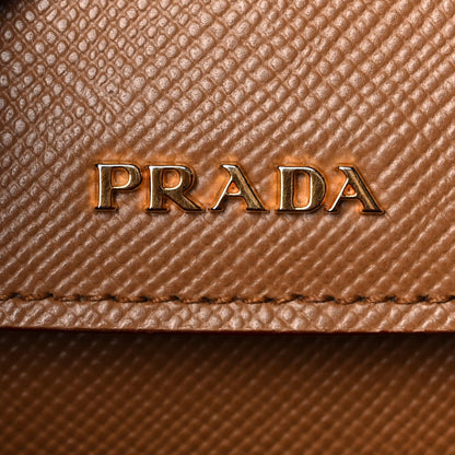 Prada Saffiano Cuir Medium Double Handle Bag Caramel Fuoco 6 of 14