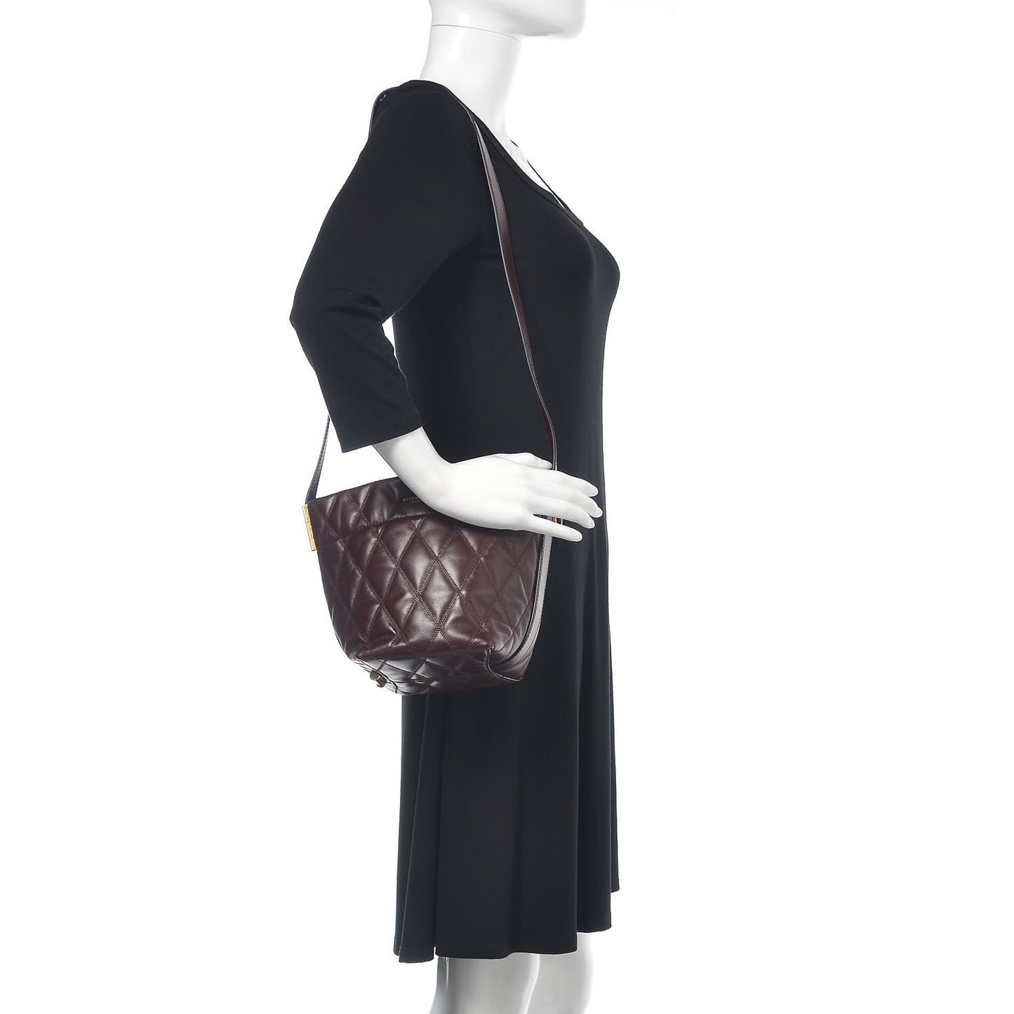Lambskin Quilted Mini GV Bucket Bag Aubergine