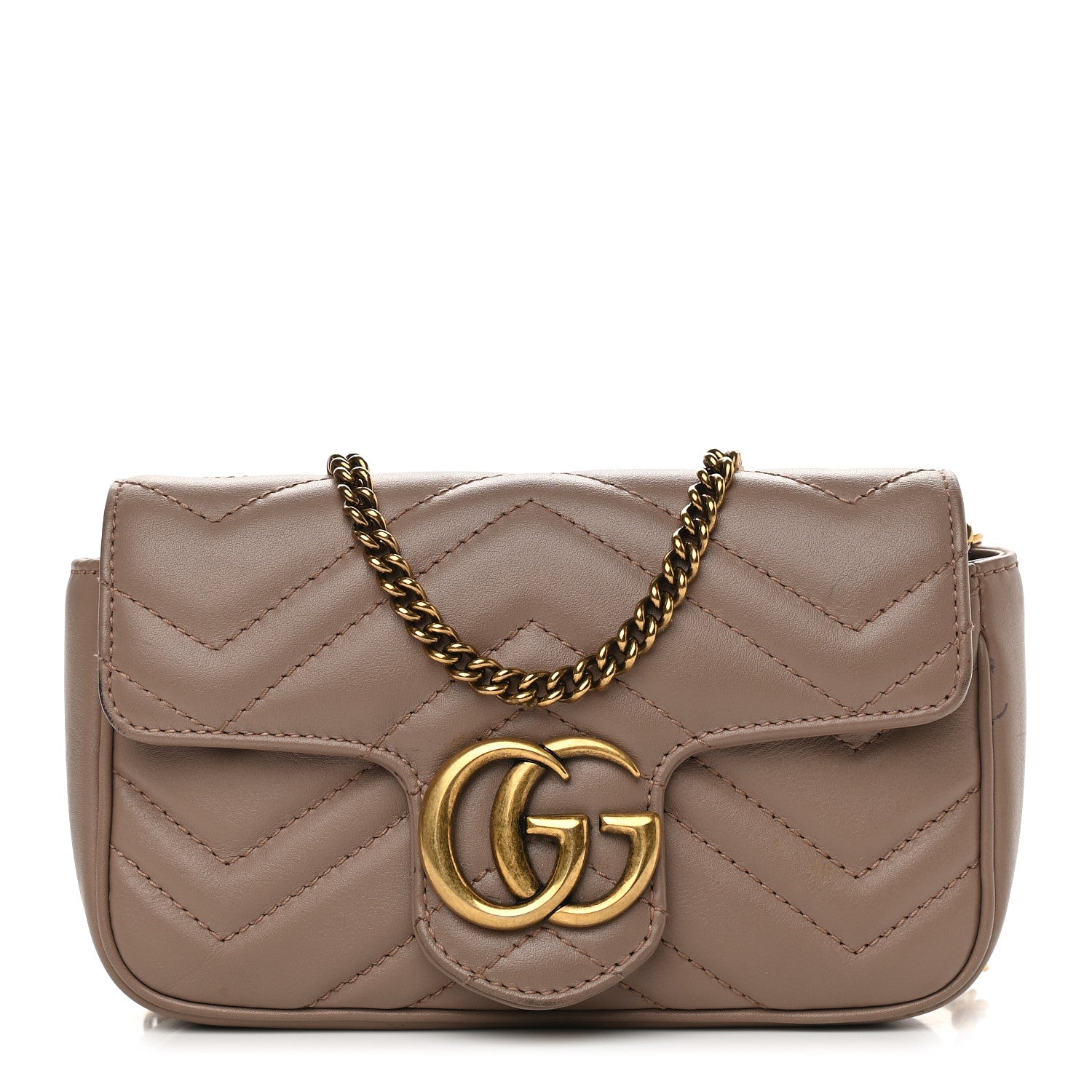 Gucci Calfskin Matelasse Super Mini GG Marmont Shoulder Bag Porcelain Rose 1 of 9