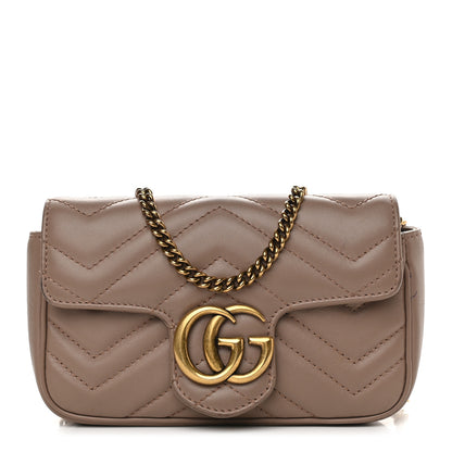Gucci Calfskin Matelasse Super Mini GG Marmont Shoulder Bag Porcelain Rose 1 of 9