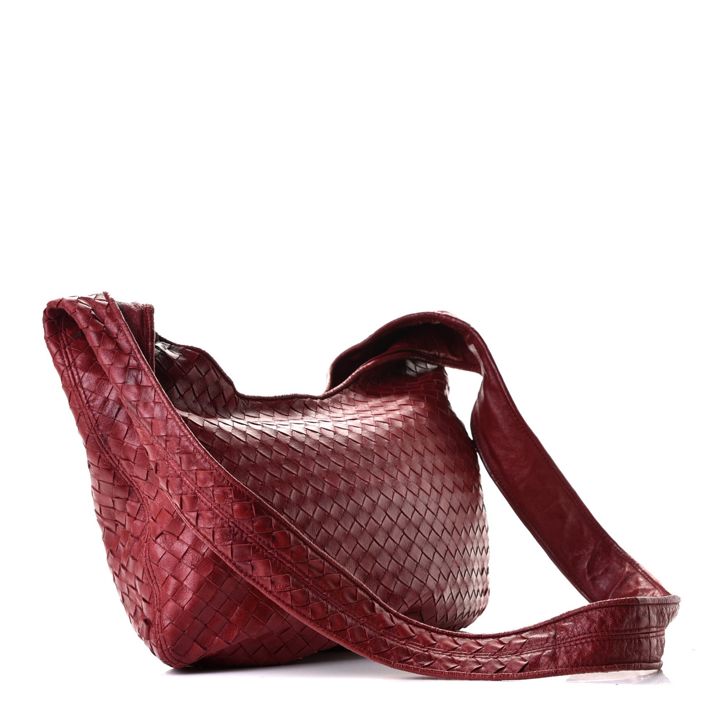 Nappa Intrecciato Shoulder Bag Bordeaux