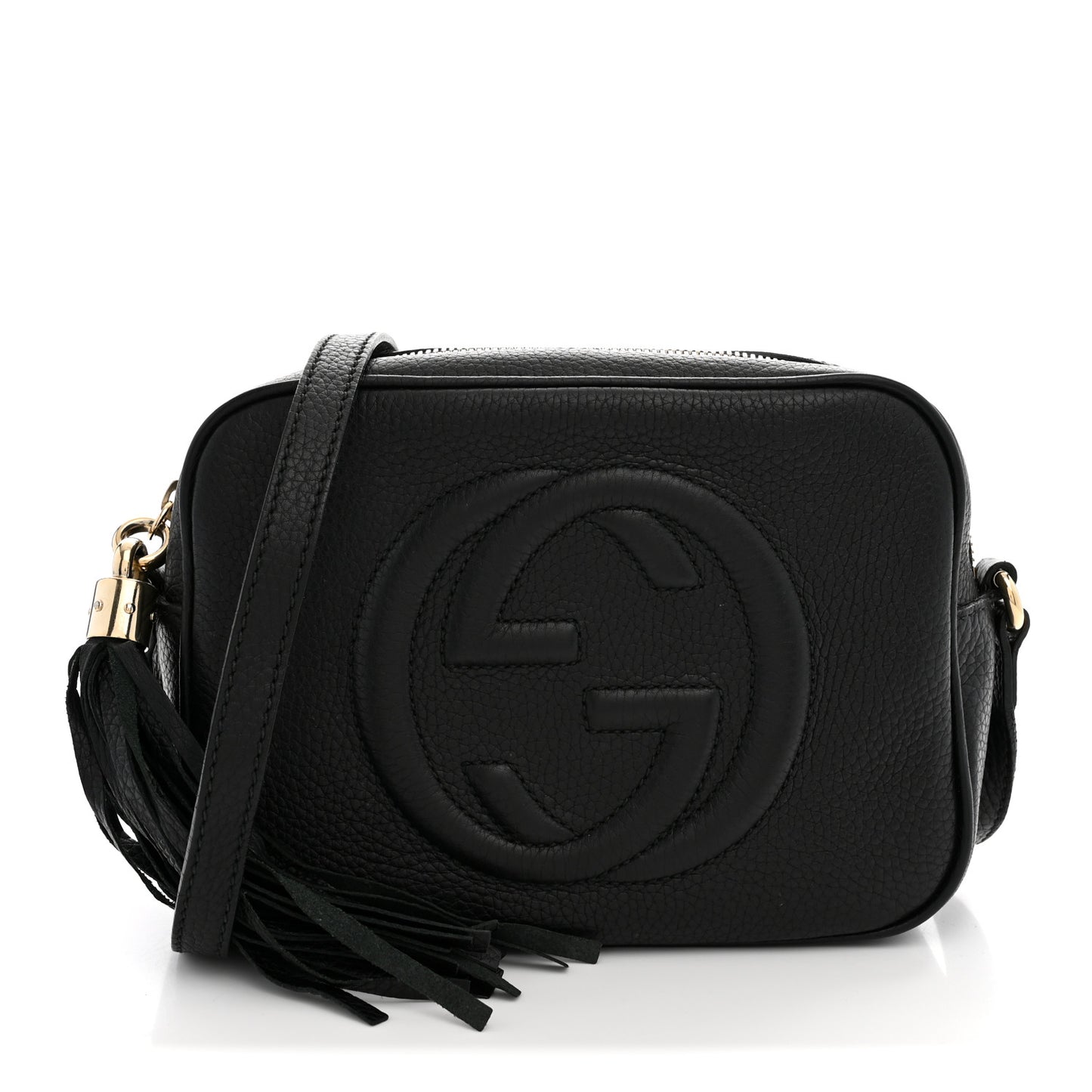Pebbled Calfskin Small Soho Disco Bag Black