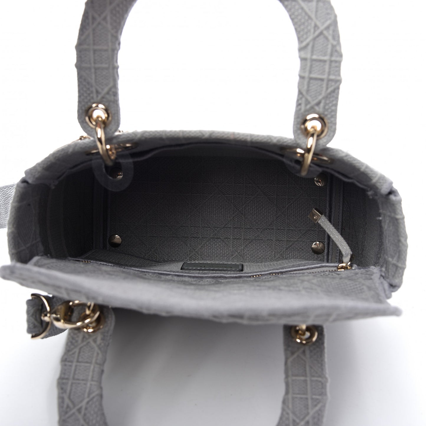 Canvas Embroidered Cannage Medium Lady D-Lite Stone Gray