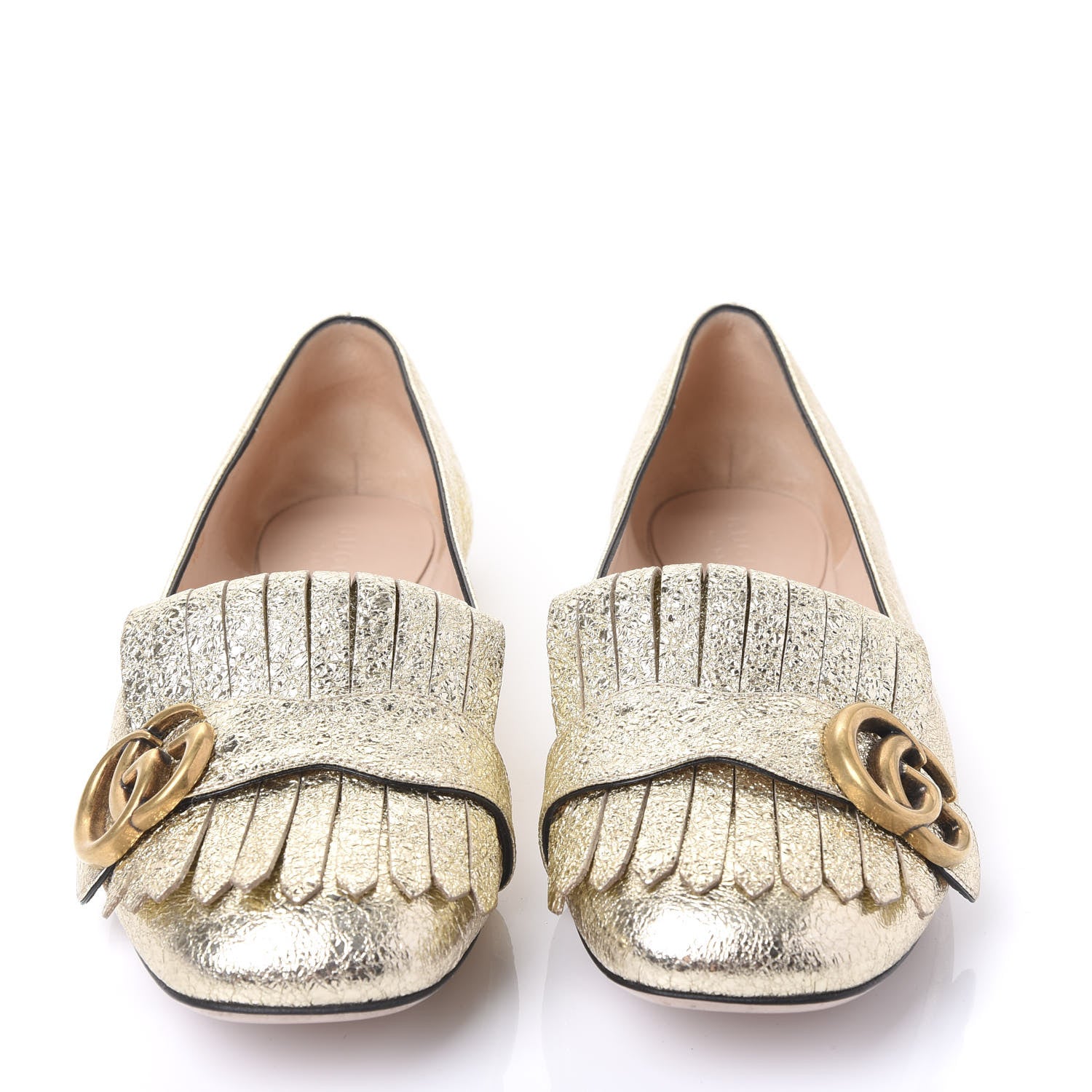 Gucci Galassia GG Marmont Fringe Flats 37 Platino 3 of 9
