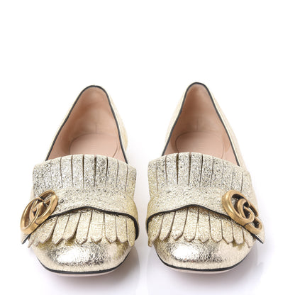 Gucci Galassia GG Marmont Fringe Flats 37 Platino 3 of 9