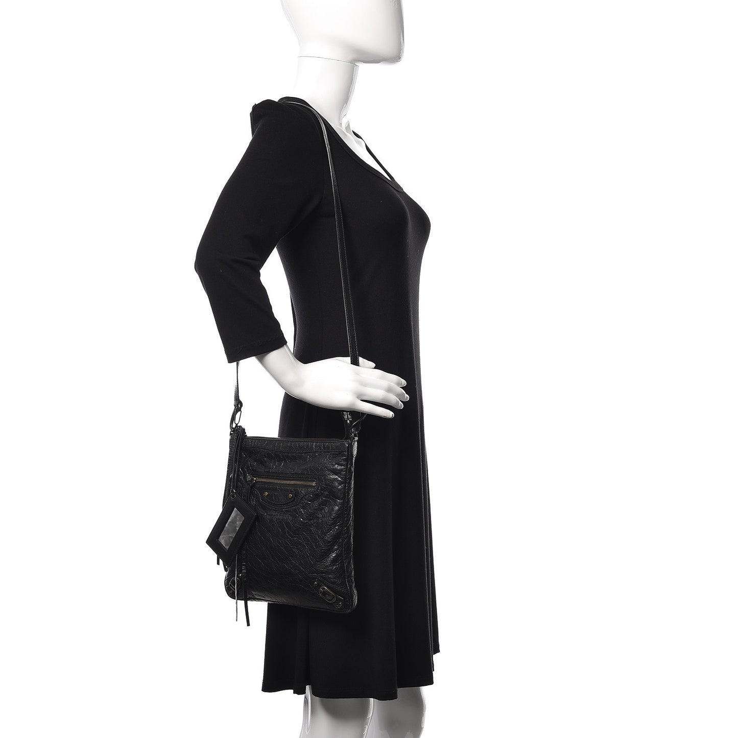 Agneau Classic Hardware Flat Crossbody Black