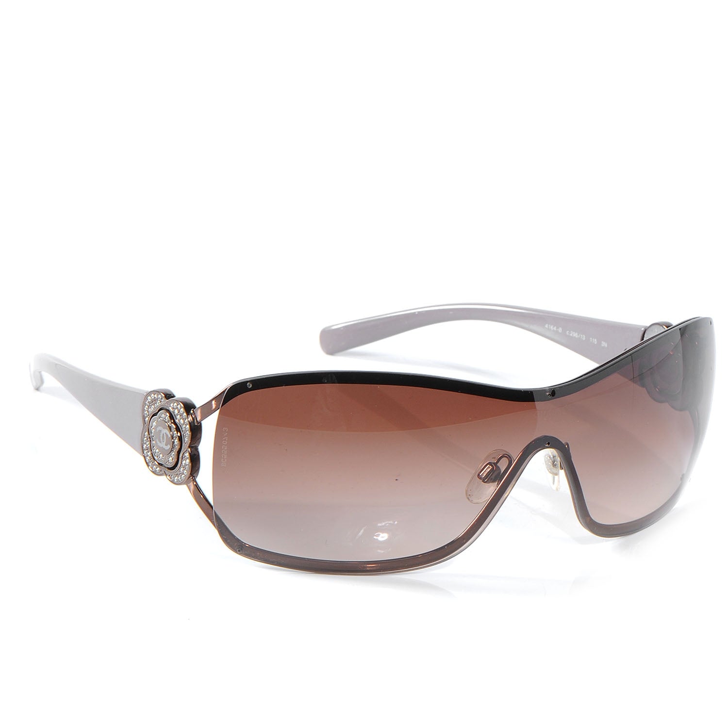 Chanel Swarovski Crystal Camellia CC Sunglasses 4164-B Bronze 3 of 5