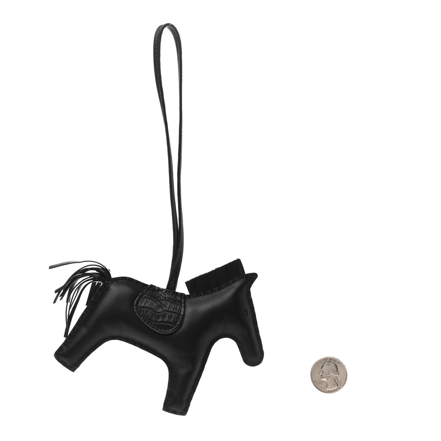 Milo Lambskin Matte Alligator Touch Grigri Rodeo Horse Bag Charm MM So Black