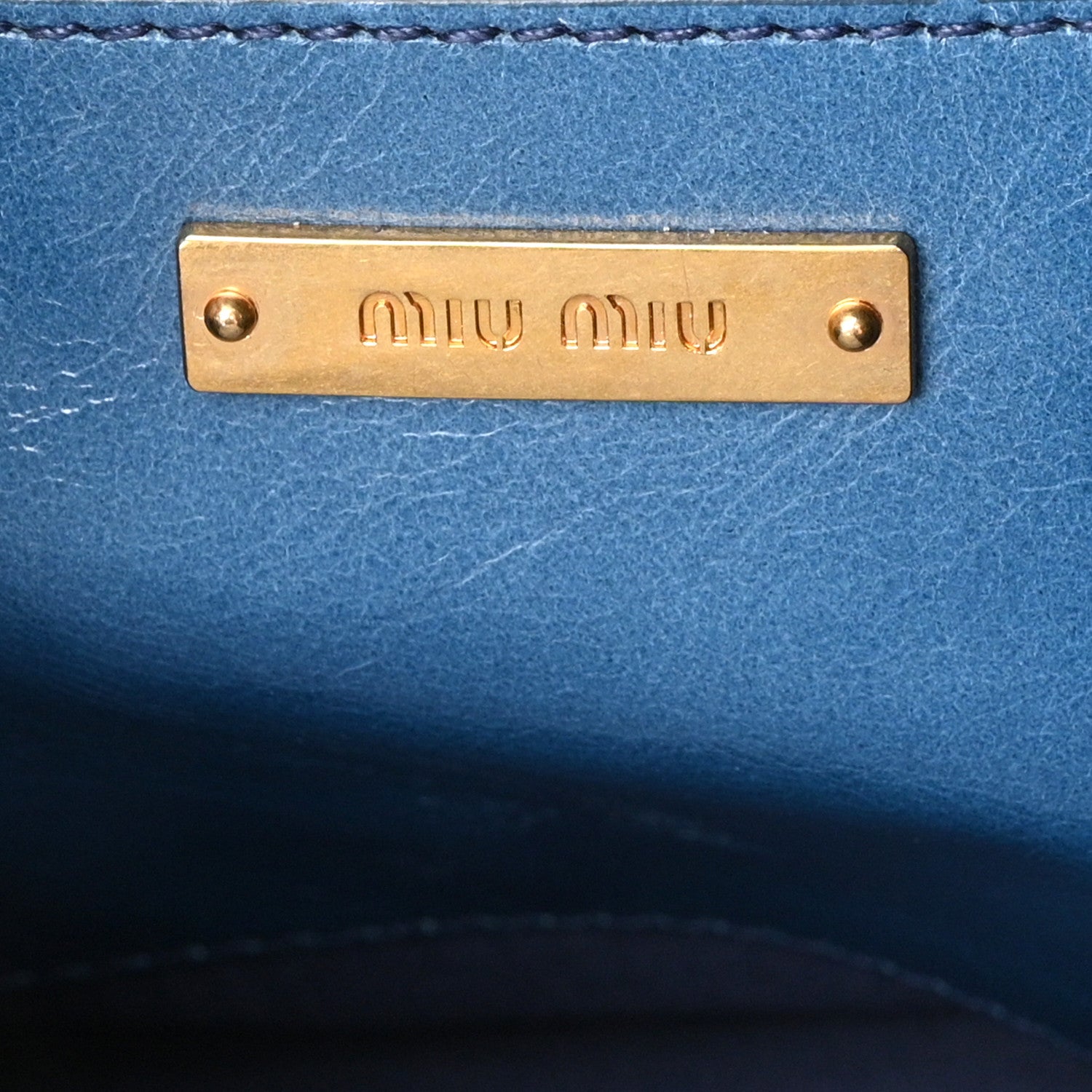 Miu Miu Vitello Shine Top Handle Satchel Oceano 5 of 13