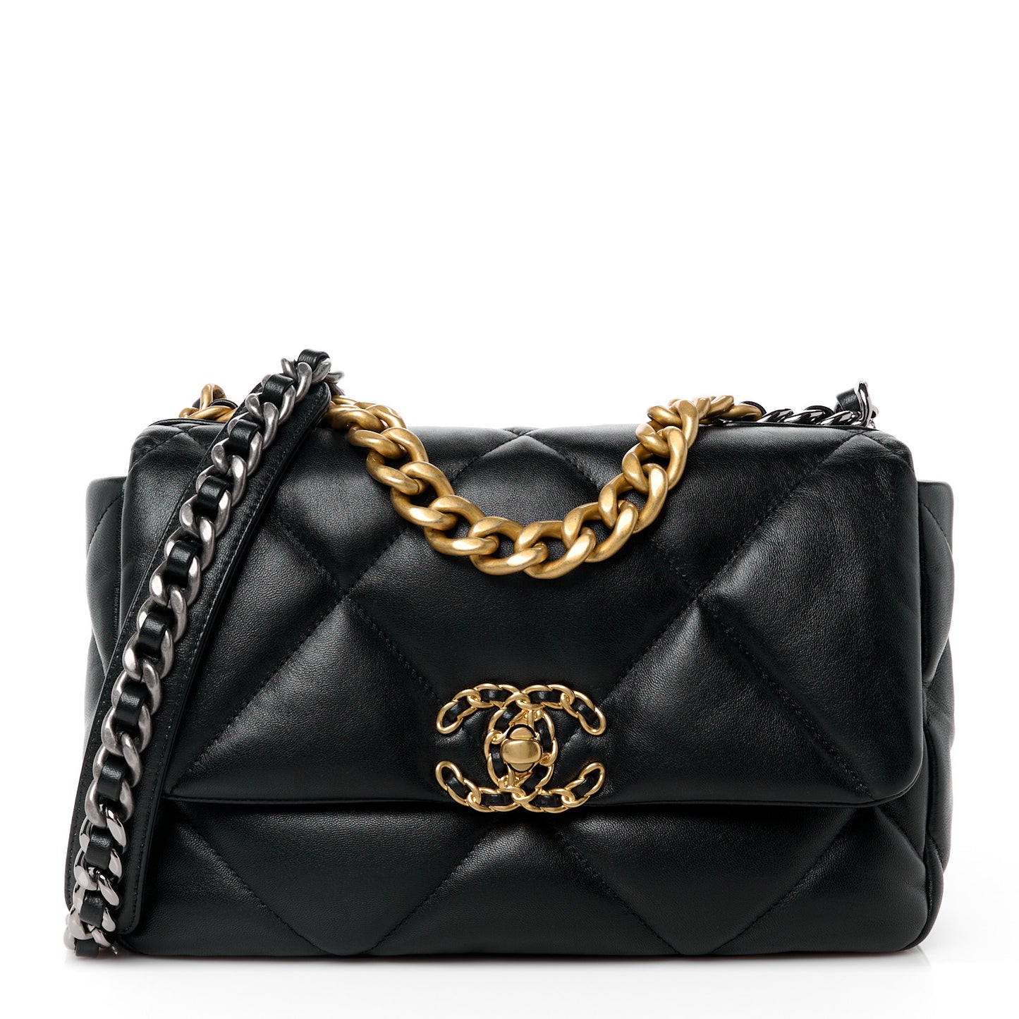 Lambskin Quilted Medium Chanel 19 Flap Black