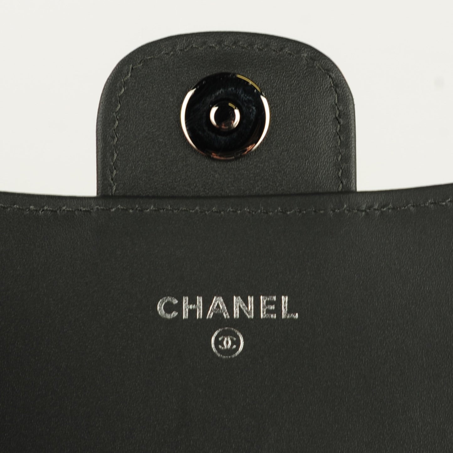 Patent Quilted Wallet On Removable Chain Dark Grey