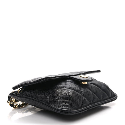 Chanel Caviar Fabric Foldable Tote Bag With Chain Black Multicolor 6 of 14