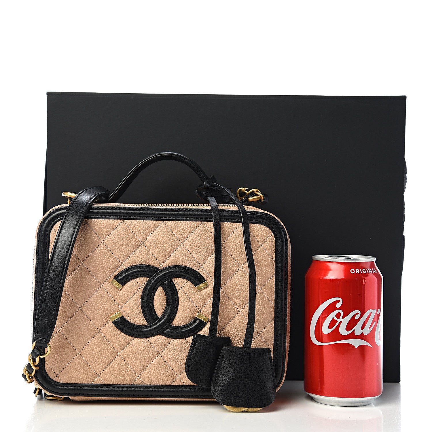 Chanel Caviar Quilted Medium CC Filigree Vanity Case Beige Black 11 of 11