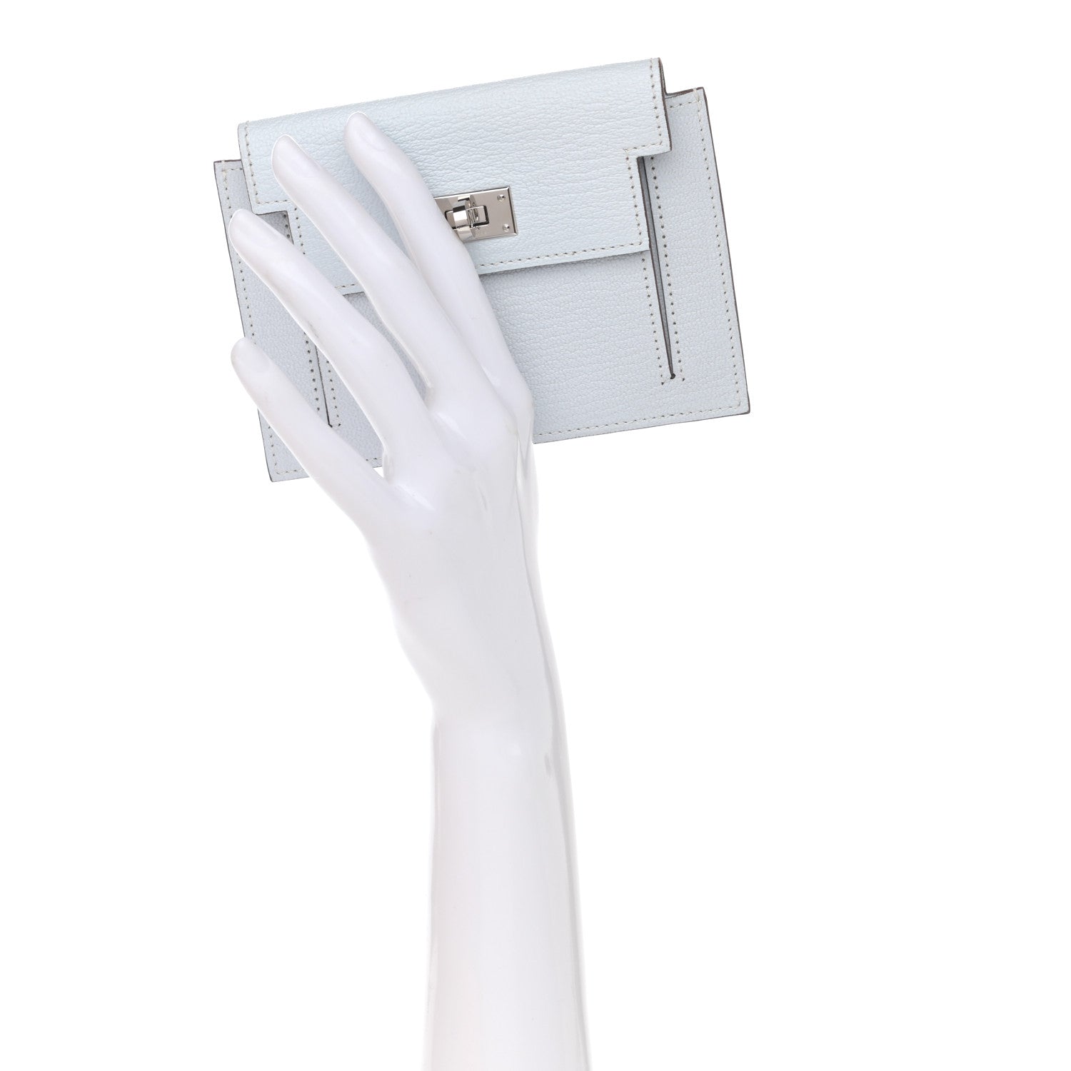Hermes Chevre Mysore Kelly Pocket Compact Wallet Bleu Brume 2 of 8